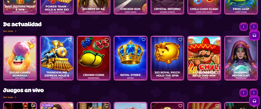 Gana en juegos en vivo